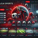 A dark-themed website design for a sports streaming platform named 'Rojadirecta'. The interface features red accents, categories for 'Live Sports,' 'Football,' 'Basketball,' and 'Schedule.' Thumbnails showcase live matches with scores and ongoing events. The layout is clean, user-friendly, and optimized for sports streaming.